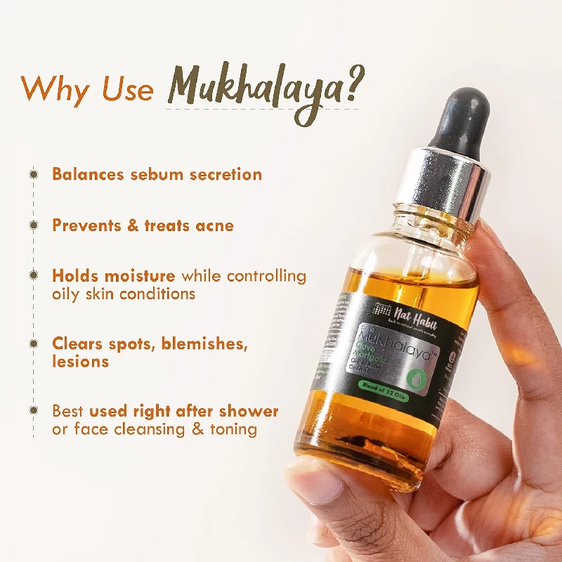 Nat Habit Clove Marigold Mukhalaya, Face Oil For Acne Control, 30 ml-2.webp